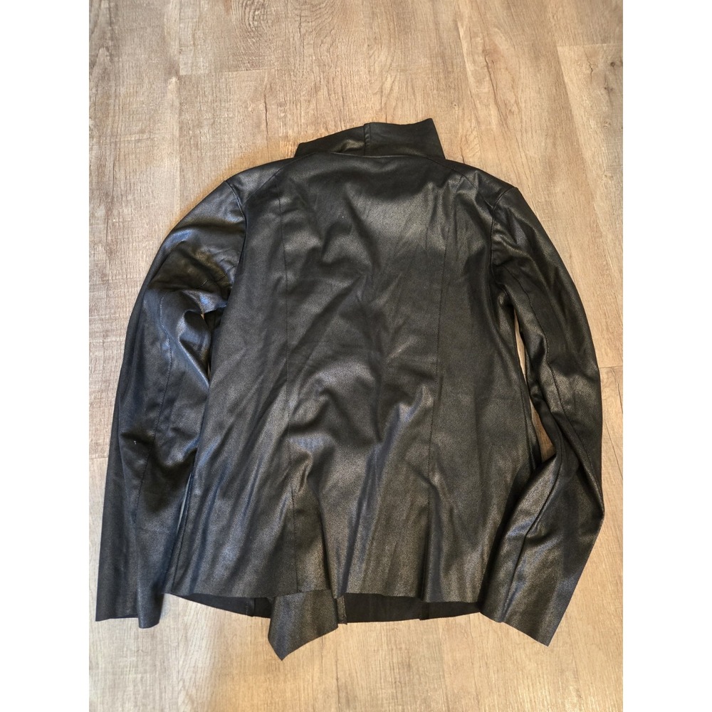 Mote Womens Faux Leather Side Zip Blk Jacket Sz M - Picture 4 of 4